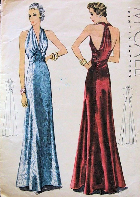 1930s-fashion-halter-dress-vintage-advertisement 1930s fashion halter dress vintage sewing pattern