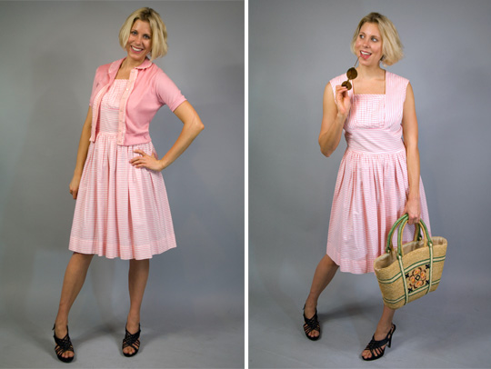 50s Candy Cane Striped Pink Dress 50s candy cane striped pink dress