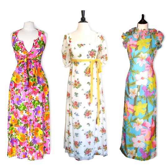 Vintage Floral Maxi Dresses 3 different vintage floral maxi dresses