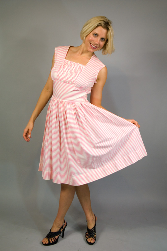 1950s Candy Stripe Pink Dress 1950s candy stripe pink dress