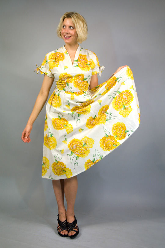 50s Sunflower Dress 50s sunflower print dress