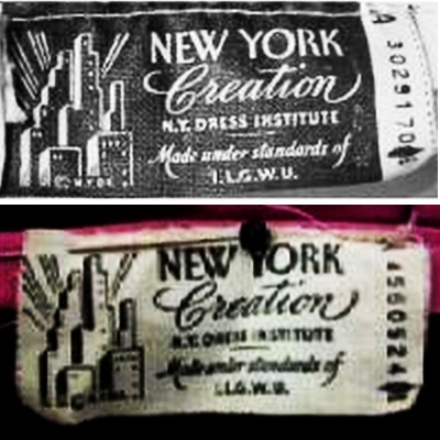 NYC Creations Union Label 1940s NYC Creations Union Labels 1940s