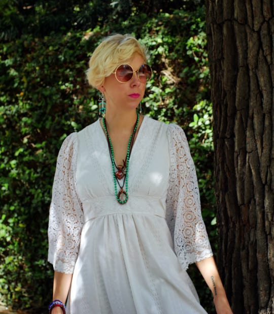 1970s white goddess dress