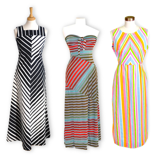 Vintage Striped Maxi Dresses 3 different vintage striped maxi dresses