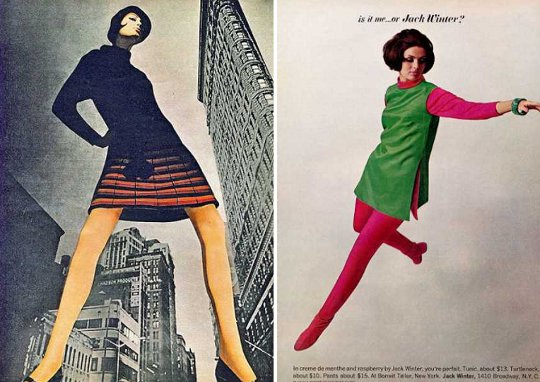the-mini-skirt-60s-advertisements-colored-tights 1960s advertisements showing mini skirts with colored tights