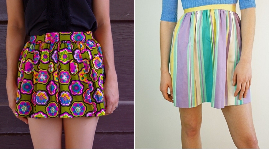 the-mini-skirt-etsy-vintage-skirts-floral-striped vintage miniskirts available to buy on etsy