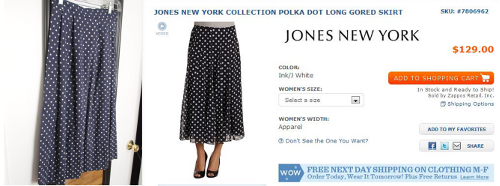 thrifted-polka-dot-skirt-vs-new-jones-new-york how to save money thrift shopping